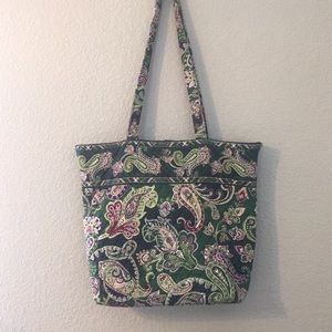 Vera Bradley Green Paisley Print Tote Bag